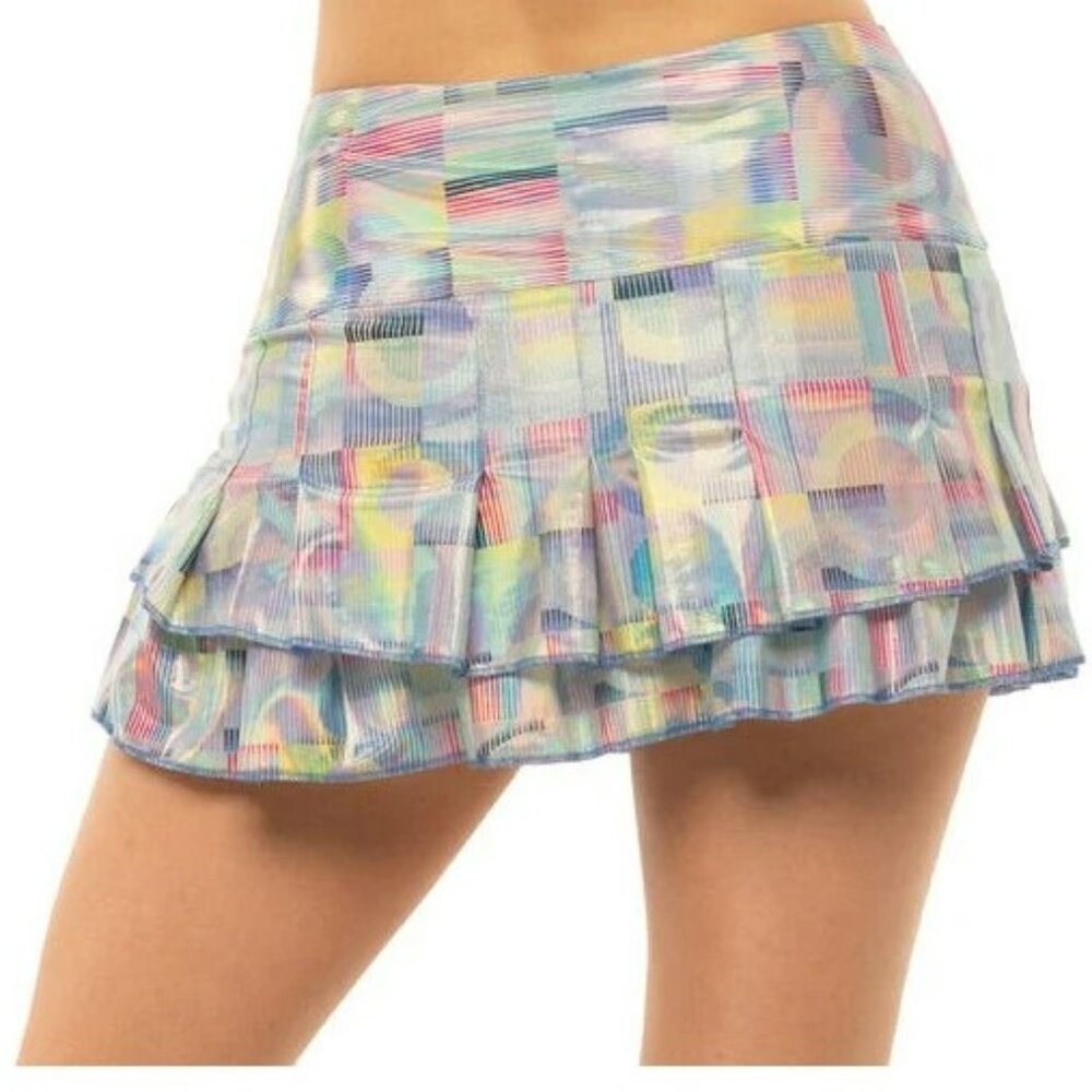 Nwt Lucky In Love Metallic Tennis Skirt Skort Shorts S Small - Picture 3 of 6